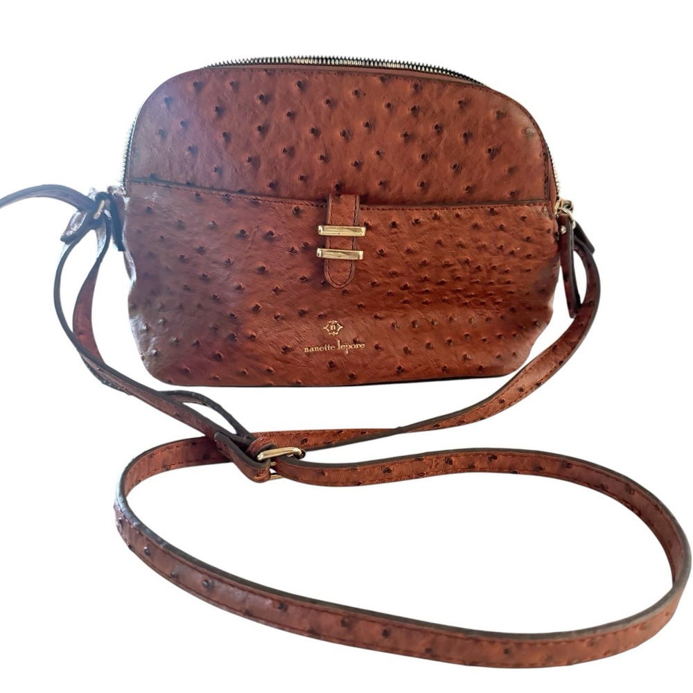 Nanette Lepore Faux Ostrich Leather Dimpled Textured Bag Crossbody